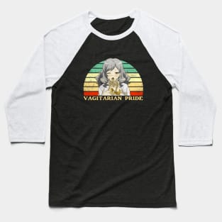 Vagitarian Pride - Lesbian Anime Pun - Retro Sunset v4 Baseball T-Shirt